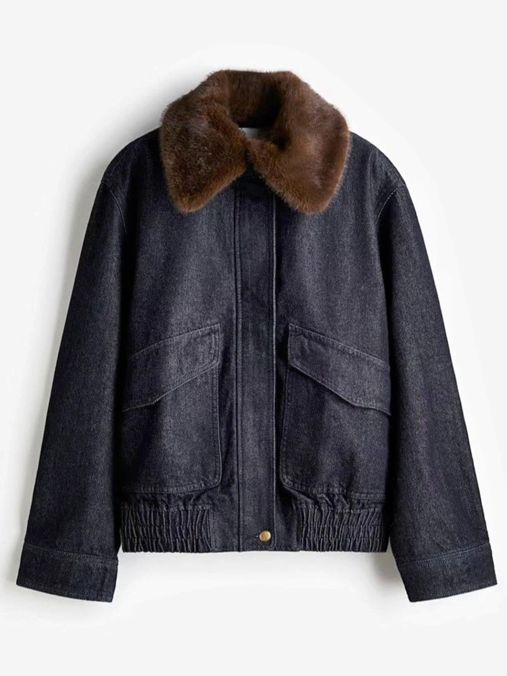 New w/ Tags H&M Denim Jacket with Faux Fur Collar size Medium